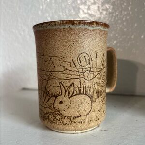 Charming Tan Mug with Rabbit Design